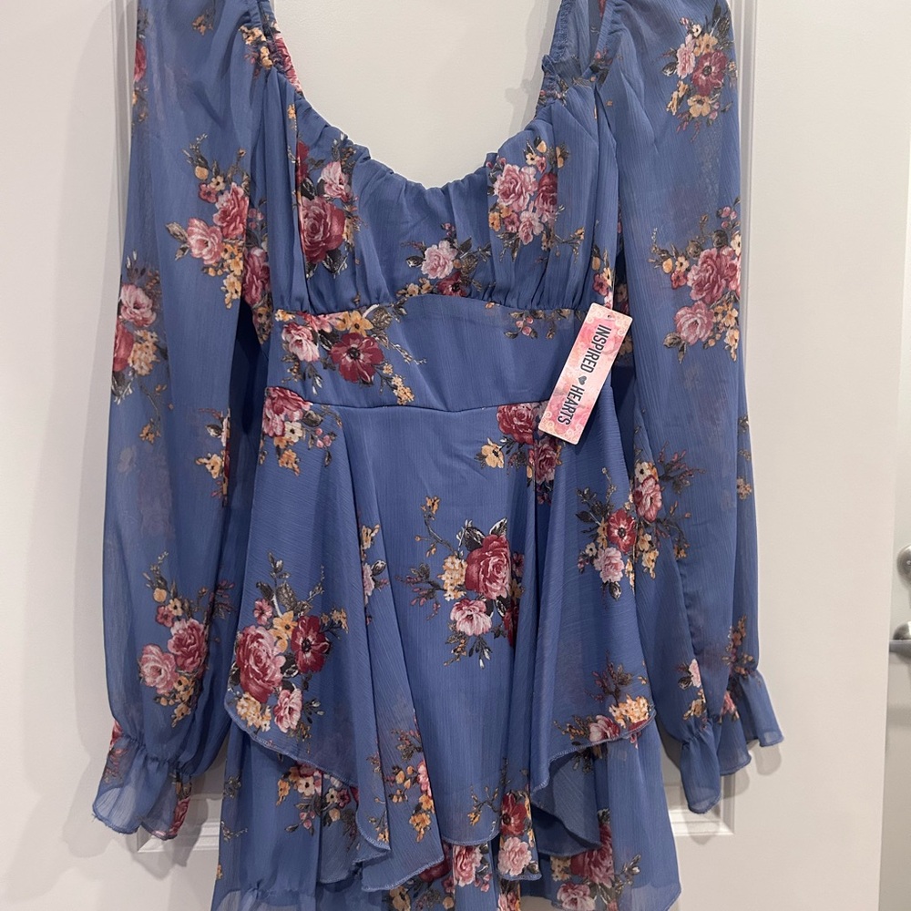 Blue Floral Romper NWT
